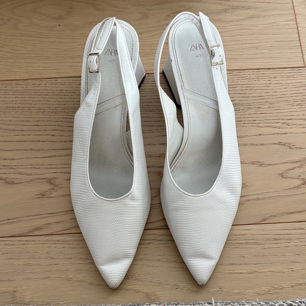 Zara Cream Slingback Heels